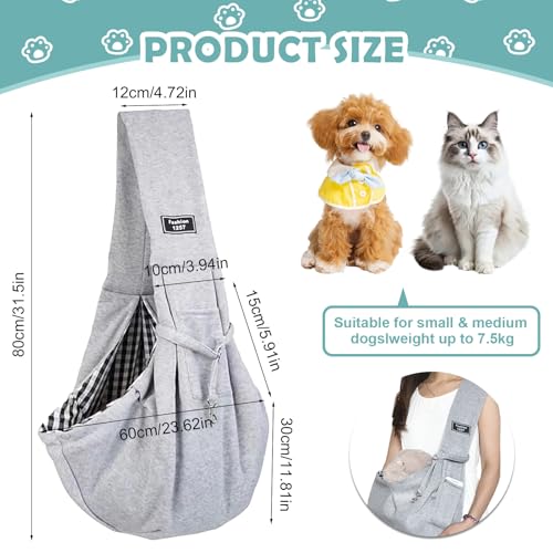Hundetragetasche, Transporttasche für Hunde und andere Haustiere bis 7,5 kg, Hunde Umhängetasche Tragetasche Hund Verstellbare für Spaziergang Aktivitäten im Freien und Ausflüge
