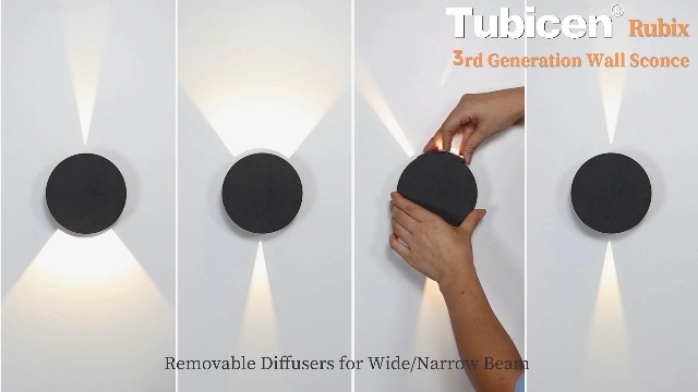 Image of Tubicen Wall Sconce Round Dimmable Modern Movie Theater Lights Up and Down | Beam-Adjustable Indoor Wall Sconces Hardwired LED Small Wall Light Fixture for Living Room Bedroom Hallway Stair 6W Black