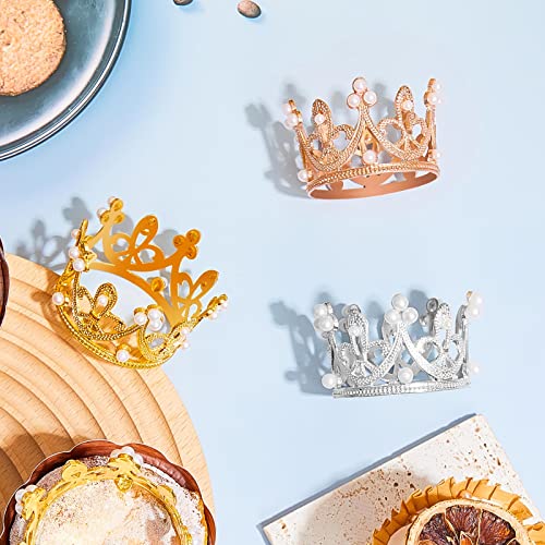 15 Pieces Crown Cake Topper Mini Crown Cupcake Topper Mini Baby Crown Gem Pearl Crown Tiara Cake Topper For Women Lady Girl Birthday Bridal Wedding Royal Themed Party Decorations(Pearl Style) #TOP2