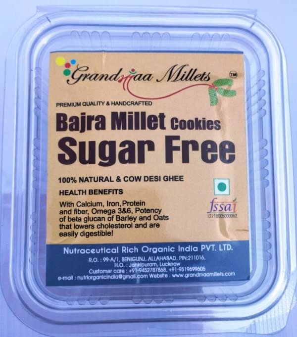 GRANDMAA MILLETS Bajra Cow Desi Sugar Free Cookies - No Artificial Additives, Cow Desi Ghee, 175 Gm (B084WS294G) Amazon Price History, Amazon Price Tracker