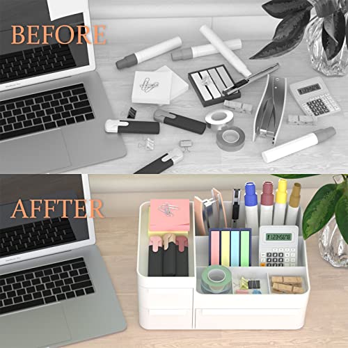 Makeup Organizer With Drawers, Countertop Organizer For Vanity, Bathroom And Bedroom Desk Cosmetics Display Case For Brushes, Lotions, Perfumes, Eyeshadow, Lipstick And Nail Polish White #TOP4