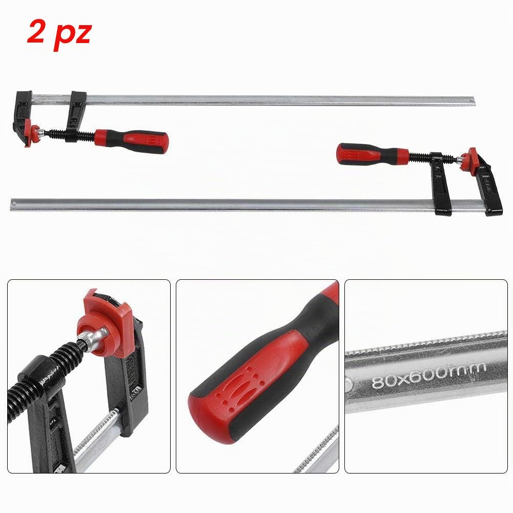 F-Bar Morsetto carpentiere Morsetti a vite per impieghi gravosi Morsetti F Morsetti per barre per la lavorazione del legno Kit di utensili manuali fai-da-te a scorrimento rapido 80 * 600mm 2 pezzi