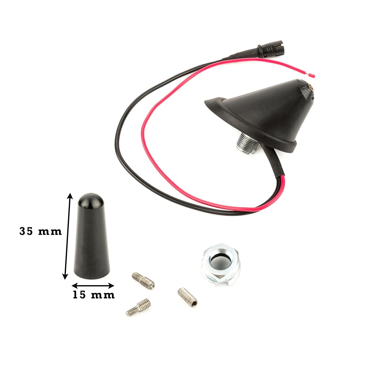 LST Antenne Kurzstab Antennenfuß Sockel mit Verstärkerkabel Stecker RAKU II 2