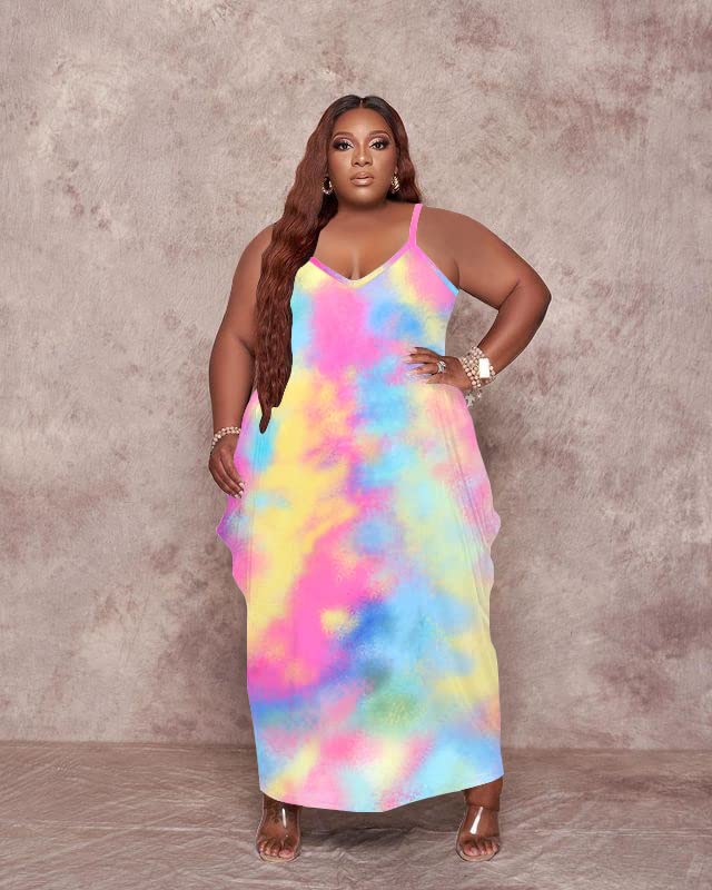 Image of YeGine Oversize Tshirt Dress Plus Size Short Sleeve Maxi Dress with Pockets