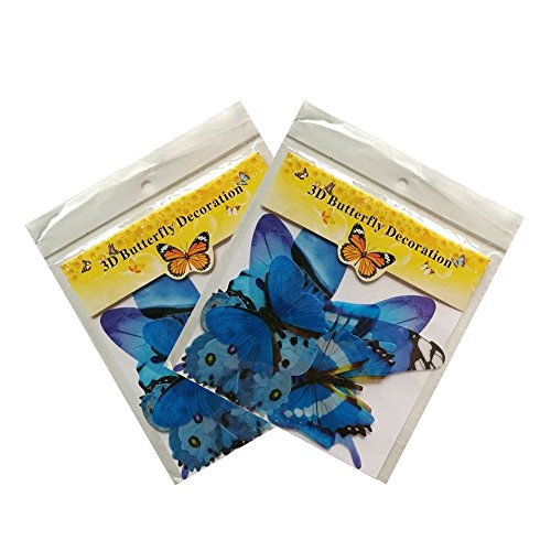 Butterfly Wall Decals, 24 Pcs 3D Butterfly Removable Mural Stickers Wall Stickers Decal Wall Decor For Home And Room Decoration (Blue) #TOP4