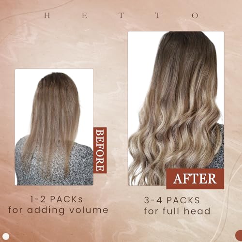 Hetto U Tip Hair Extensions Real Human Hair 22 Inch Balayage Brown Ombre Blonde K Tip Hair Keratin Prebonded Remy Hair for Women 50g 50strands #3/8/22 - Image 3