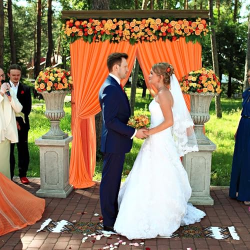 Image of 10 x 7 Feet Orange Backdrop Curtain for Partie, Background Curtains for Photoshoot, Birthday, Wedding, Halloween, Thanksgiving, Christmas, New Year Party Decorations 5Ft x 7Ft, 2 Panels
