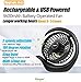 Viniper Portable Rechargeable Fan, Small Desk Fan : 3 Speeds & about 8-24 Hours Longer Working, 180 Rotation, Portable Battery Desktop Fan for Home/Office (Black, Light Black Blade)6.2 inch