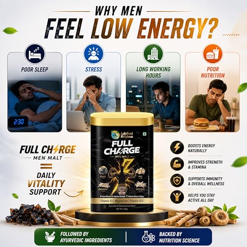 Image of Lakshmi Krishna Naturals Full Charge Men Malt - Premium Herbal & Nutritional Blend (250g) | Coffee Flavoured Daily Nutritional Supplement for Men