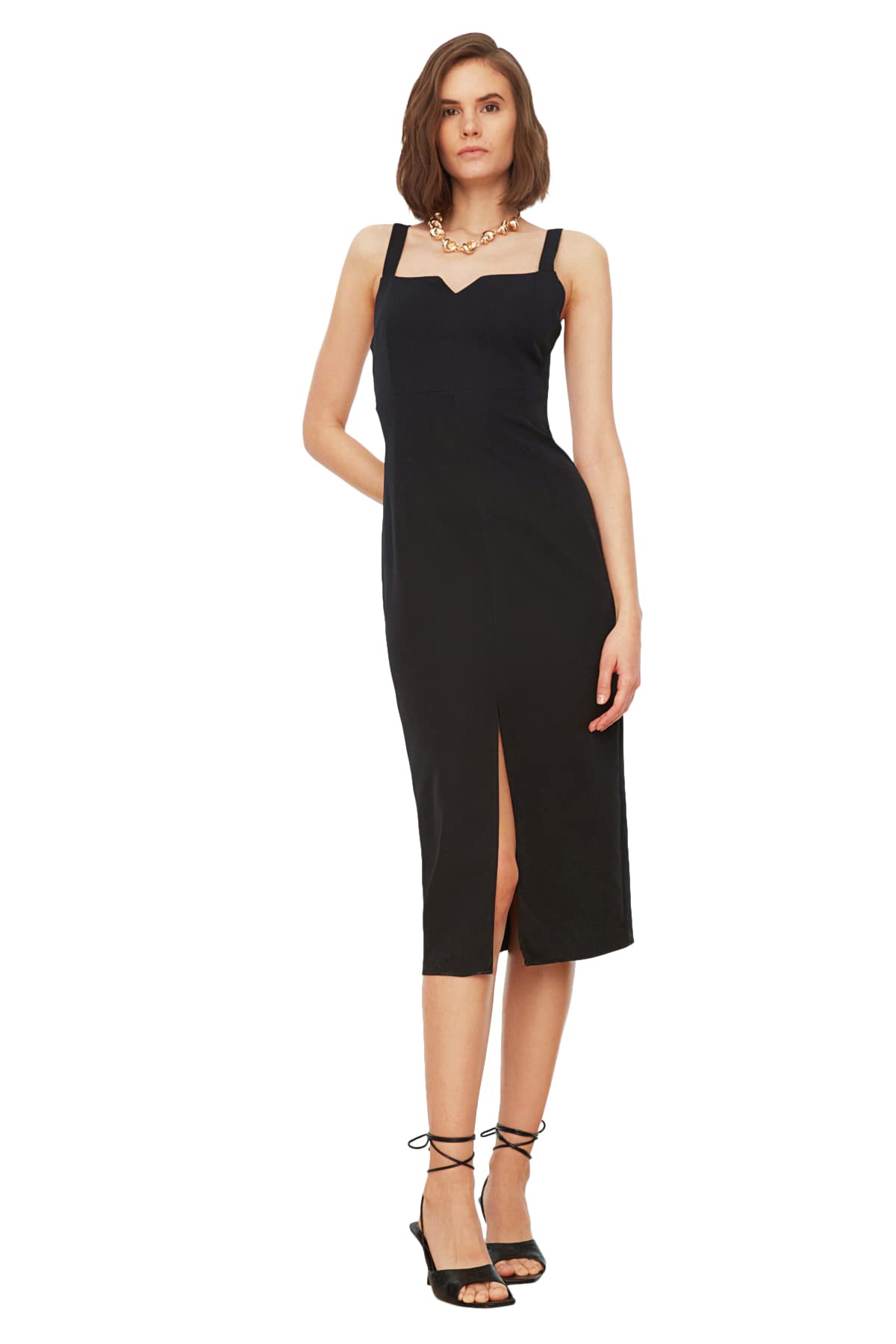 Trendyol Women Midi Bodycone Regular fit Woven Dress Schwarz
