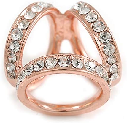 Women's Triple-Ring Clear Crystal Silk Scarves Clip Scarf Slide Ring Chiffon Buckle Holder In Rose Gold Tone - Image 4