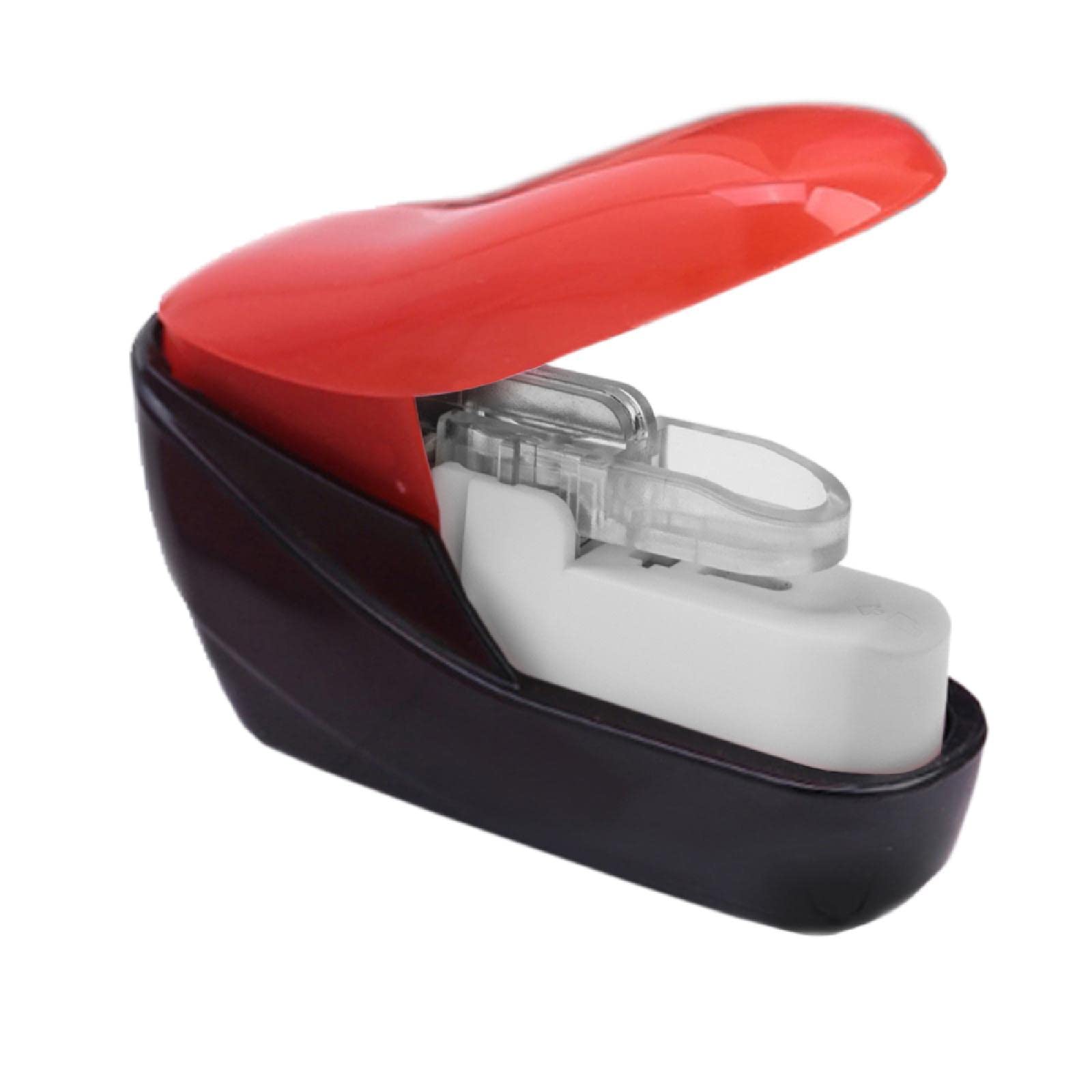 Staple-Free Stapler, Portable Staple-Less Stapler Paper Binding Binder Paperclip for Booklet Brochures Newspapers, Leaflets-Black Red