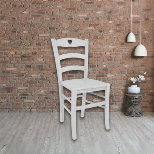 Silla de madera blanca hielo con asiento macizo - Decoración