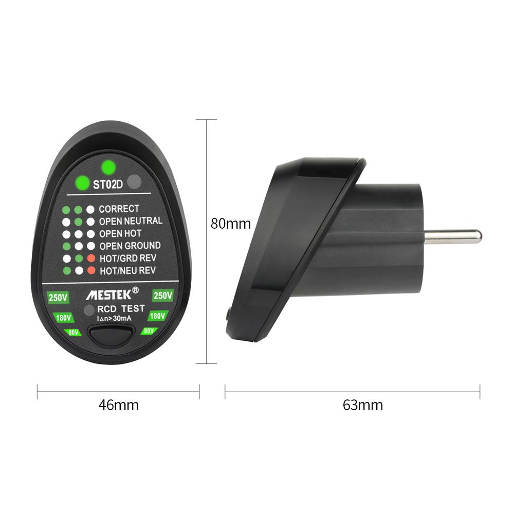 Probador de enchufes RCD, detector automático de polaridad de circuito neutro (enchufe europeo)
