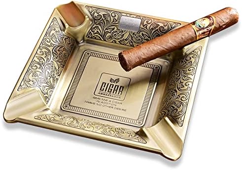 Hancigar Cigar Ashtray 4 Slots Metal Large Cigarettes Ashtray for Home and Office