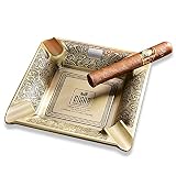 Hancigar Cigar Ashtray 4 Slots Metal Large Cigarettes Ashtray for Home and Office