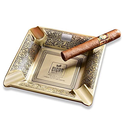 Hancigar Cigar Ashtray 4 Slots Metal Large Cigarettes Ashtray For Home And Office #TOP2