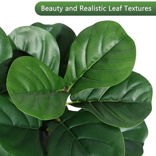5FT Fiddle Leaf Fig Tree Artificial with 77 Leaves - Realistic Faux Ficus Lyrata Trees in 7.8" Grey Planter Pot, Indoor Fake Floor Plants for Home Office Living Room Decor, Housewarming Gift