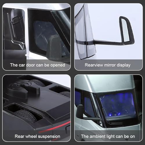 Image of Magicwand 1:32 Scale Die-Cast Metal Teslla Semi Truck Head with Openable Doors,Pull Back Action,Blinking Lights【Pack of 1】【Colors as Per Stock】