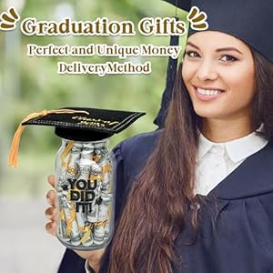 Graduation Gifts 2025 - Personalized Name Graduation Mason Jar - Filled with Money & Class of 2025 Cap Kit - Centerpieces Congrats Decorations Party Supplies for Him Her Women Men College High School Graduation Gifts 2025 Personalized Name Graduation Mason Jar Filled with Money Class of 2025 Cap Kit Centerpieces Congrats Decorations Party Supplies for Him Her Women Men College High School