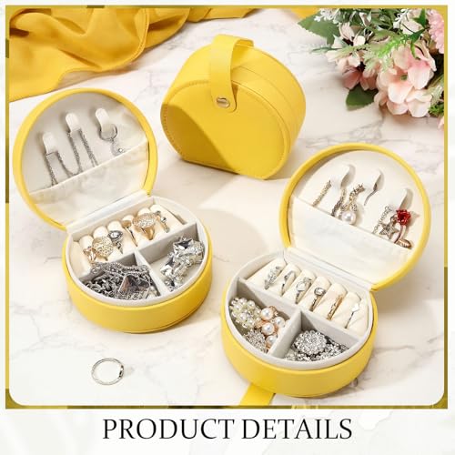 Weysat 12 Pack Mini Travel Jewelry Case Bridesmaid Gifts Box Bulk Small Leather Earring Organizer for Women Proposal Return Gift (Yellow) by Weysat - Used condition - Image 4