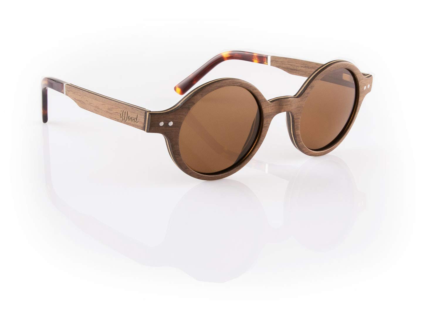 iWood Sonnenbrille aus Holz/Echtholz/Echtholzbrille/Holzbrille - Modell 11 Walnuss - für Damen und Herren - UV400 mit Polarisationsfilter (polarisiert) - Brillenmanufaktur aus Deutschland