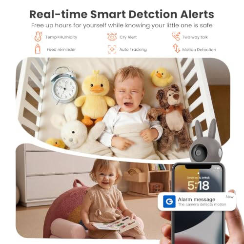 Image of ieGeek 2K Split-Screen Baby Monitor, 5 inch WiFi 2 Cameras, Night Vision