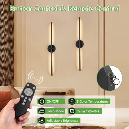 Kimjo 6600mAh Rechargeable Wall Lights, Dimmable Wall Lamp Wireless, 300° Rotation Modern Wall Sconces with Timer Function, USB Wall Mounted Bedside Lights with Remote Control, 2 Packs - Cosy Home Interiors Kimjo 6600mAh Rechargeable Wall Lights, Dimmable Wall Lamp Wireless, 300° Rotation Modern Wall Sconces with Timer Function, USB Wall Mounted Bedside Lights with Remote Control, 2 Packs - Image 4