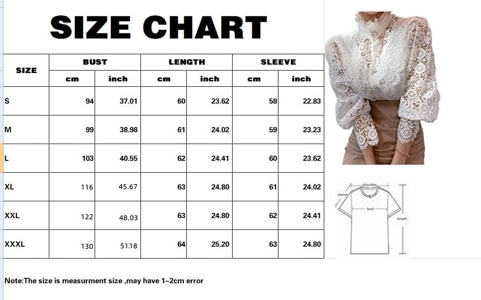 Women’s Elegant Lace Trim Shirts Casual Victorian Blouse Long Sleeve Button Down Tops - Image 5