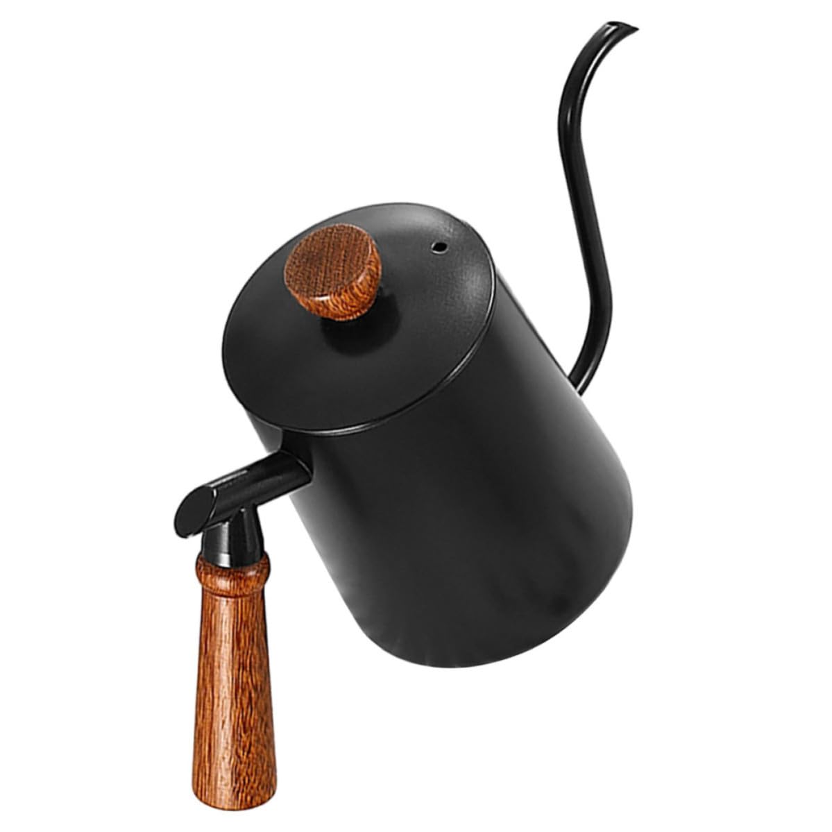 Bollitore Design Moderno ed Elegante per Caffè in Acciaio Inossidabile 600ml con Becco lungo Gooseneck e Manico in Legno per Versare con Precisione per Uso Domestico