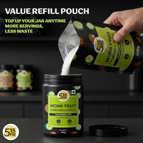 Image of 5:15PM MonkFruit Powder Complex with Erythritol 400g Pouch | Monk Fruit Powder Complex I MonkFruit I Monk Fruit For Cooking & Baking