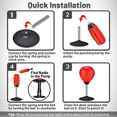 Cozybomb Desktop Punching Bag Gag Gifts For Him - Stress Buster Relief Free Standing Desk Table Boxing Punch Ball Suction Cup Reflex Strain And Tension Toys For Boys Him Father Kids (Red) #TOP5