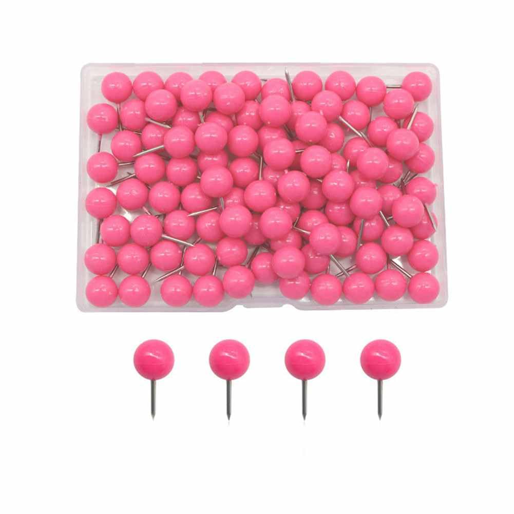 SHTGOI Pack of 50 Nail Push Pins Small Plastic Round Head Drawing Pins with Steel Dot Colourful Round Drawing Pins Decorative Pins for Pictures Pin Boards