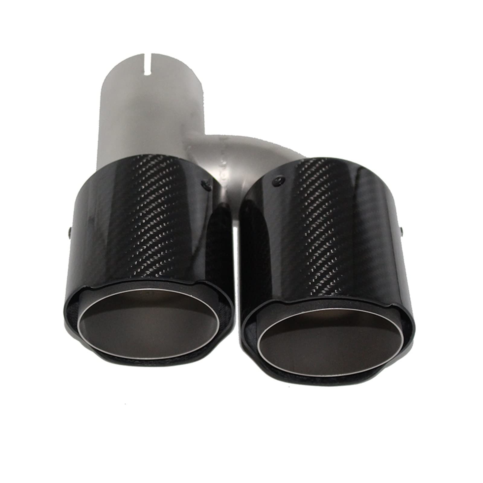 Samochodowe końcówka rury wydechowej ze stopu tytanu w kształcie litery H podwójna dysza gardło z włókna węglowego cztery-out ogon gardła(Left 63mm out 89mm)