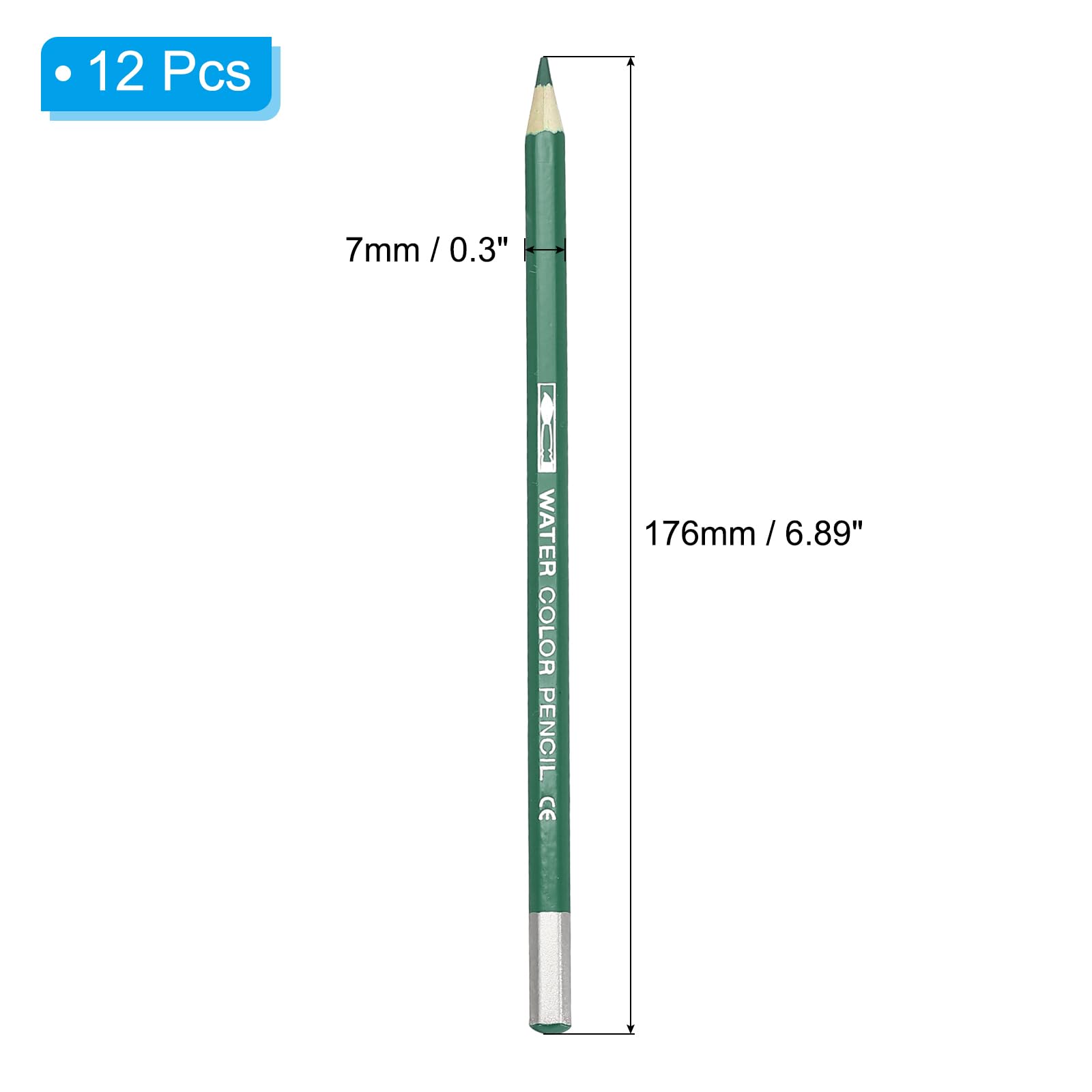 PATIKIL Watercolor Pencil, 12Pcs Water Soluble Pencils for Blending Coloring, Sketch Drawing, Painting, Emerald Green - Image 2