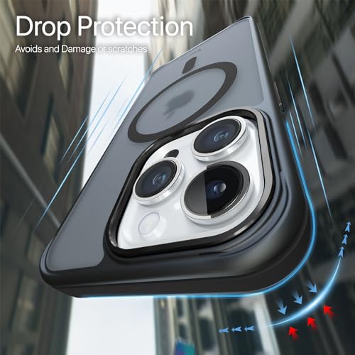 Image of Vaku Luxos Polycarbonate Elemento Magpro Back Cover Case For iPhone 15 Pro Max Shockproof Scratch Resistant Slim Thin Military-Grade Protection Support Mag-Safe Wireless Magnetic Charging - Black