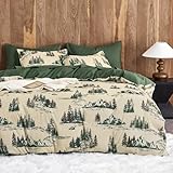 Wake In Cloud - Rustic Duvet Cover Set, Cabin Lodge Cottage Country Charm with...