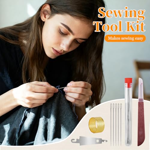 Save 14% on LYNRUI Big Eye Steel Sewing Needles Kit - 37Pcs