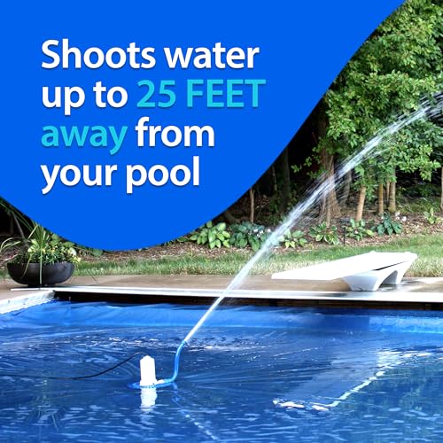 Image of Pool Cover Pump Attachment - Pack of 2 USA-Made & Patented Pool Cover Pump Hose Alternative w / 25ft. Range - Easy-to-Install & Use Year-Round - Replaces Traditional Hoses (Original Blue)