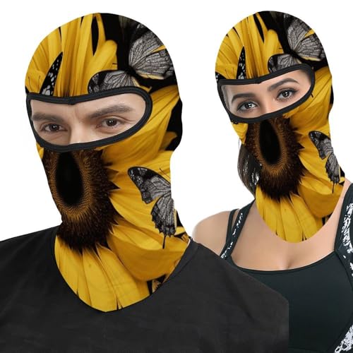 Pasamontaña térmico para hombre y mujer con estampado de mariposa y girasol, máscara facial para esquí, motocicleta y clima frío miniatura 1