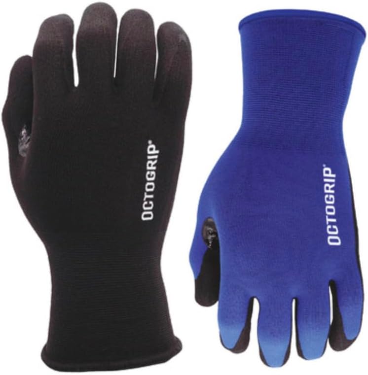 Octogrip Nitrile Coated Work Gloves, Medium, 6-Pair Pack, 18-Gauge Breathable Liner, Touchscreen Compatible, Abrasion Resistant Grip for Construction, Landscaping, Automotive & DIY