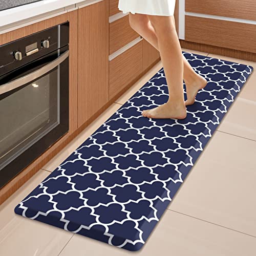 Image of WISELIFE Kitchen Runner Rugs Anti-Fatigue mats,17.3"x 60",Non Slip Waterproof Ergonomic Comfort Mat for Kitchen, Floor Home, Office, Sink, Laundry,Blue
