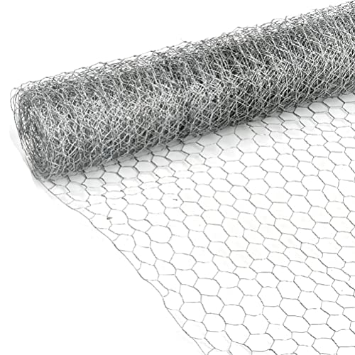 TIMESETL 0,4 X 25 M Grillage à Poules Clôture en Fil Hexagonal Clôture à Maillons Fil de Lapin Grillage Galvanisé Filet Poulailler Grillage Voliere Metall Maille de Protection Jardin(Trou 1,5x2,5 cm)