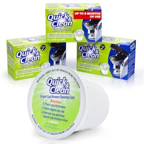Quick & Clean [18-Pack] Cleaning Pods - K Cup Cleaner Pods for Keurig - 2.0 Coffee Machine Compatible, Removes Stains, Non-Toxic and Eco-Friendly