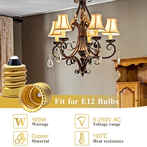 Dicuno E14 To E12 Socket Adapter, Copper E14 European Base To Candelabra Base Socket Converter, Edison Screw European E14 Socket Reducer, 0~250V Max 100W And 100℃ Heat-Resistant, 10-Pack #TOP2