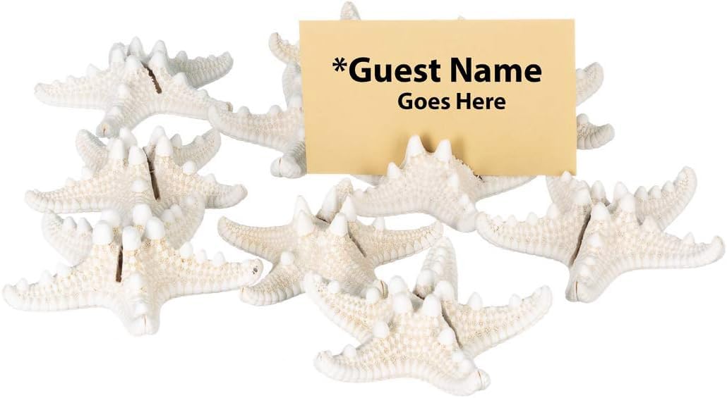 Nautical Crush Trading Real Knobby Starfish Place Card Holder Set - Real Knobby Starfish for Beach Wedding Place Cards - Starfish for Wedding or Event Table Decor - (10 Piece Set)