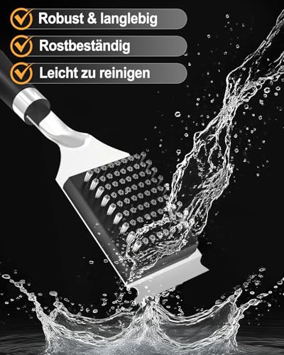 Grillbürste, Grill Reinigungsbürste Edelstahl Schaber, 31.5CM Extra Langer und Wärmedämmung Griff, Grillbürste für gussrost, Grill zubehör für Gasgrill, Holzkohlegrill, Elektrogril,Grillrost