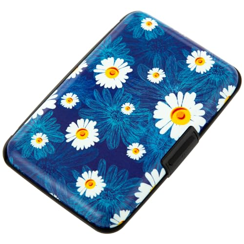 Image of Credit Card Holder, Metal Card Wallet RFID Blocking Mini Slim Aluminum Business Hard Card Case for Women Men (Chamomiles)
