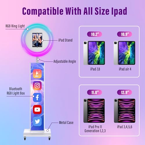 Image of JIYANG Photo Booth with Flight Case,Photo Booth Stand Shell with ChackTok PhotoBooth VIP Member,APP and Remote Control,Music Sync,Wedding and Events