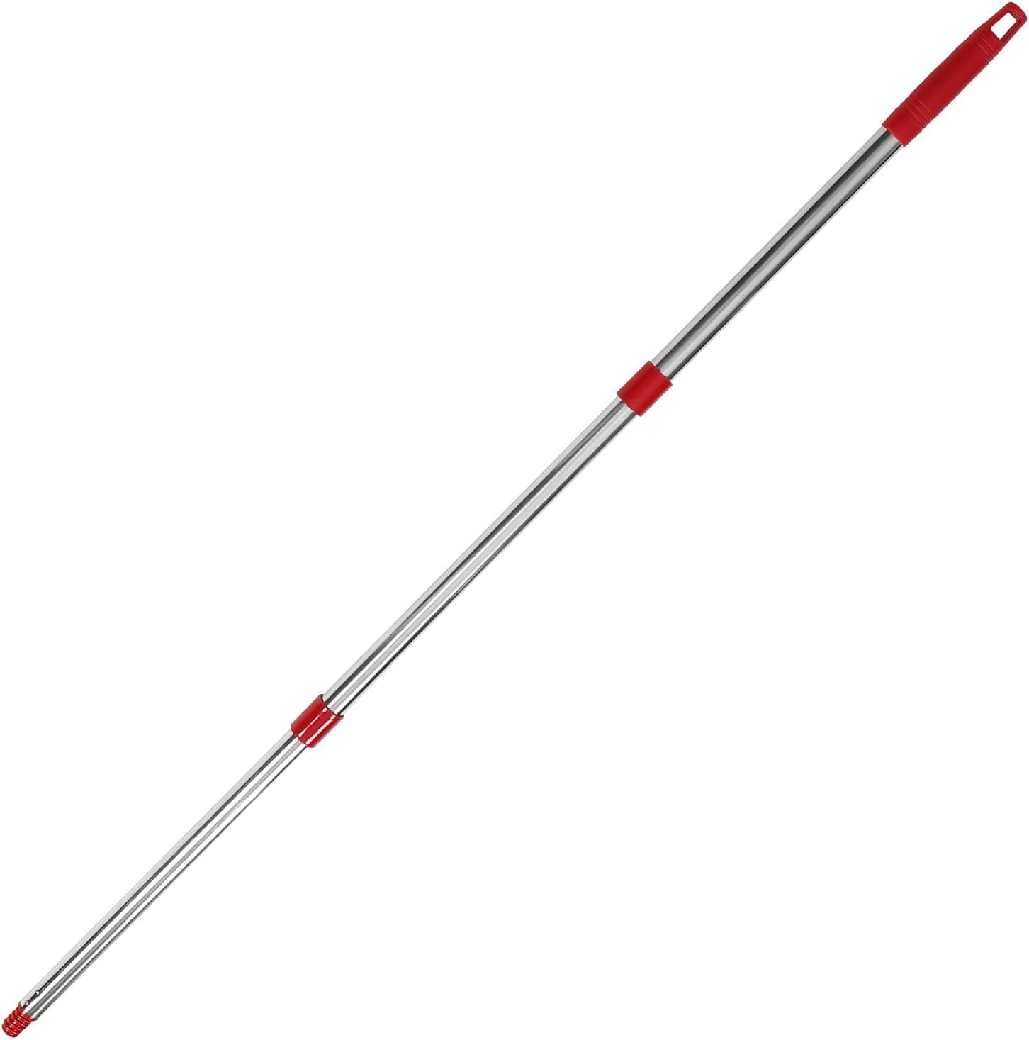 Threaded Mop Handle Replacement 3-Section Extension Pole Metal Broom Rod Compatible with American Standard Cleaning Tools for Home and Commercial Use